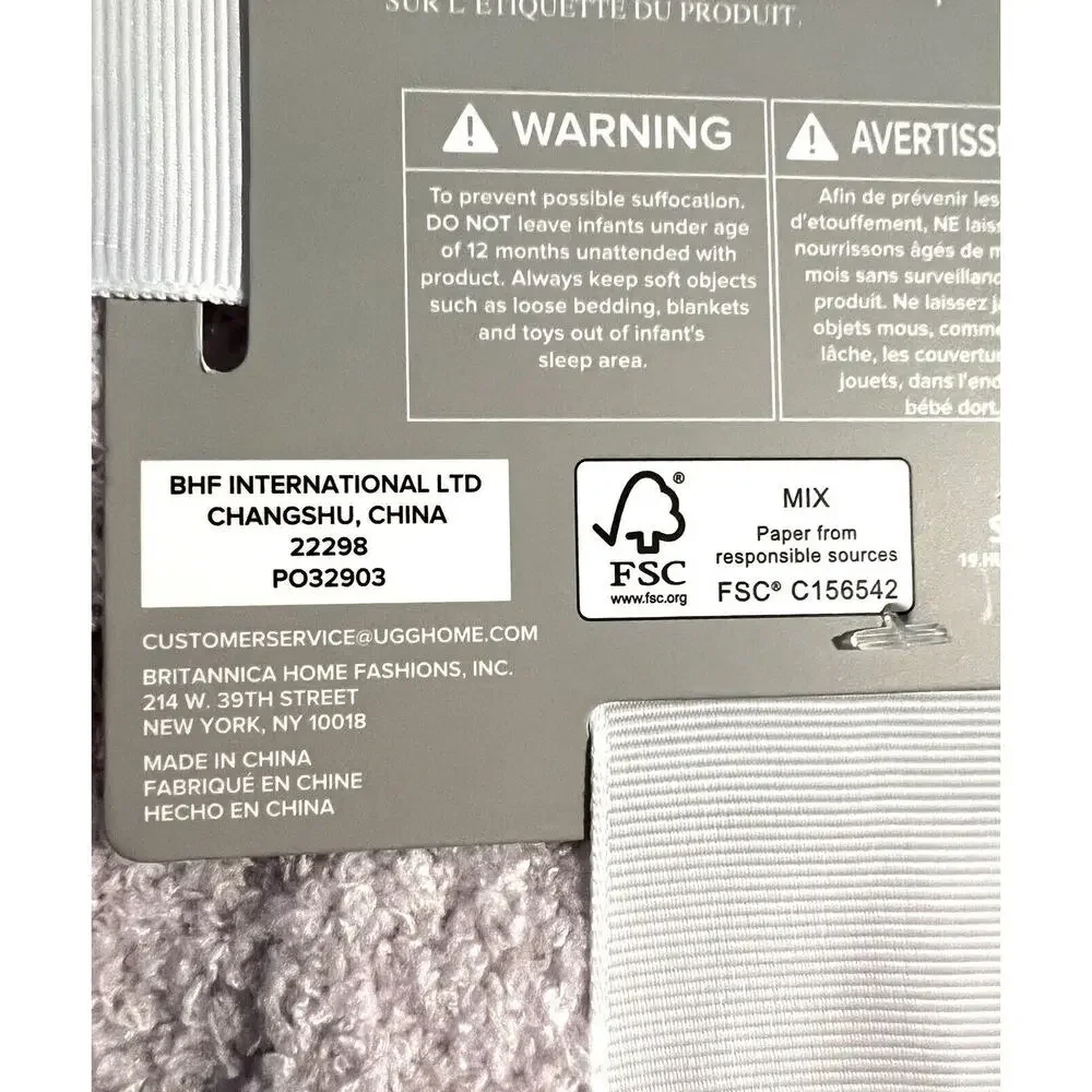 UGG Poppy Chenille Baby Blanket Size: 30” X 40” LILAC Lavender Light Purple NWT
